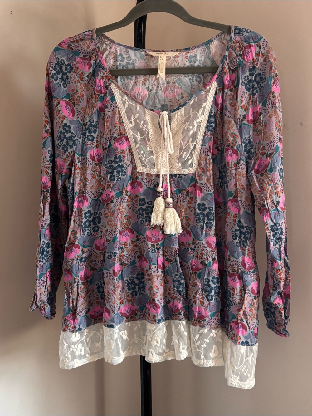 Matilda Jane multicoloured floral top with lace and tassel detail